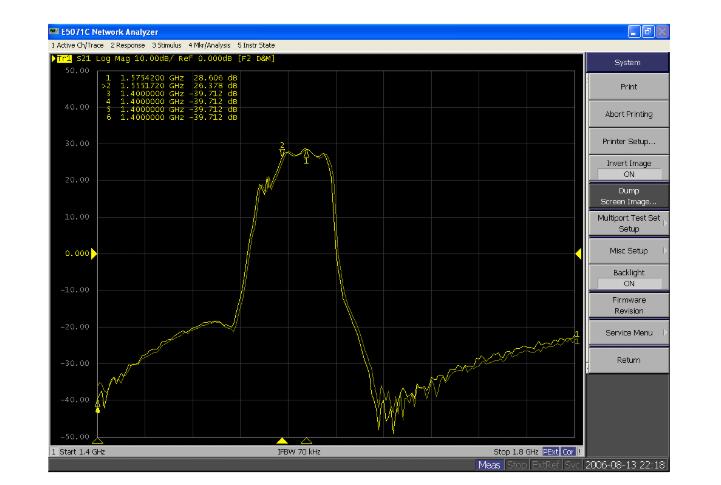 天線低噪聲放大器增益測試圖